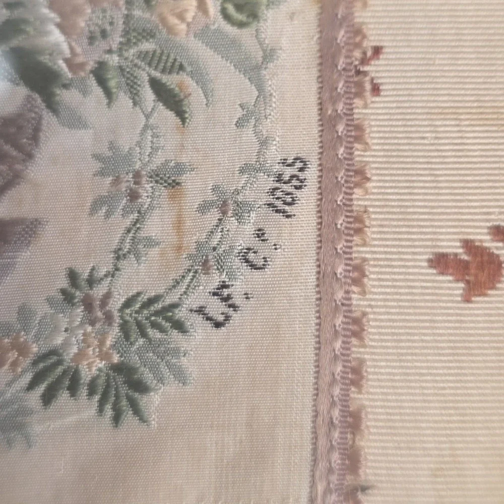 1855 Woven Silk Textile Empress Eugenie & Napoleon III Paris World's Fair Framed